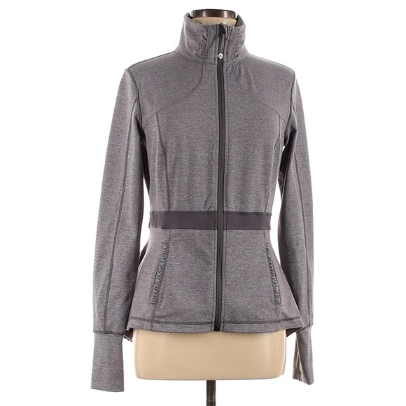 Lululemon Peplum Riding Jacket Heathered Magnum grey size 8 LIKE NEW - Picture 4 of 9